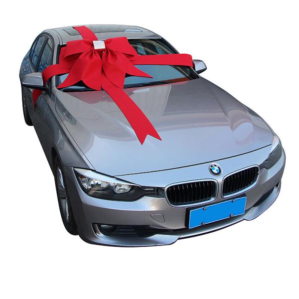 Large Bows for Car Decoration Giant Red Car Bows in Eye-Catching Floral Design