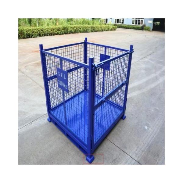 Steel Collapsible Pallet Container , Stackable Rigid Wire Containers With Targets On Feet