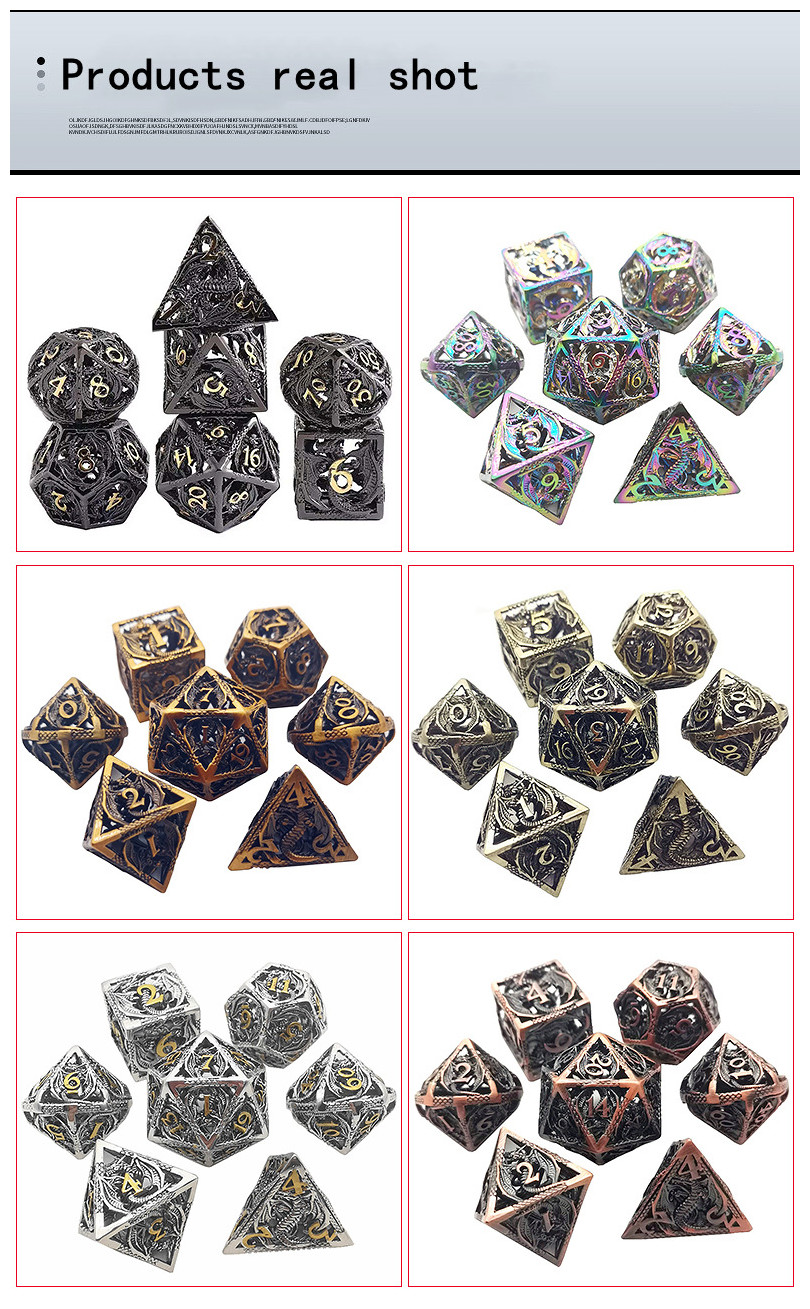 Custom Copper Metal Hollow Dice Set with 14mm-20mm Side and Customized Color for DND Games