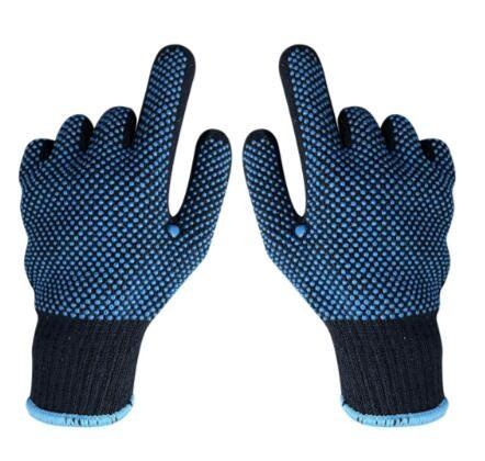 Blue Cotton Liner Gloves Double Side PVC Dot Knit Gloves Size 9 Size 10