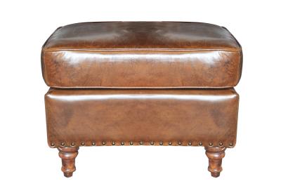 Comfortable Relax Vintage Leather Furniture Medium Brown Storage Ottoman For Home