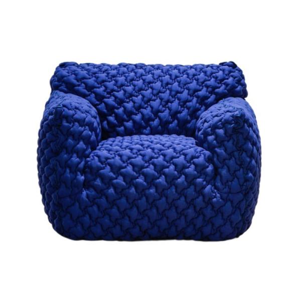 Vacation Hotel Waiting Room Sofa Modern Single Blue Linen Fabric Sofa