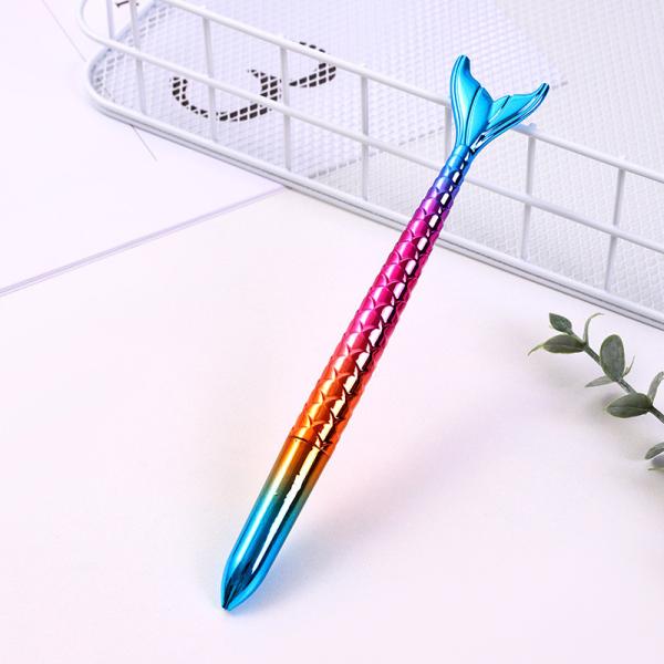 Colorful Gradient Mermaid Neutral Pen 0.5mm UV Electroplated Girl's Heart Gel Pen