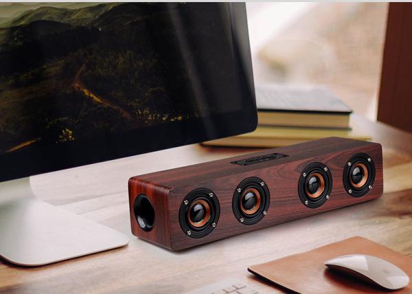 4 Loudspeakers Type Wooden Bluetooth Speaker Big Power Micro SD Card Wooden Speaker