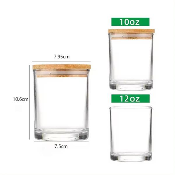 12oz 10oz recipientes de velas personalizados de luxo vidro vazio para fabricação de velas com tampa de madeira