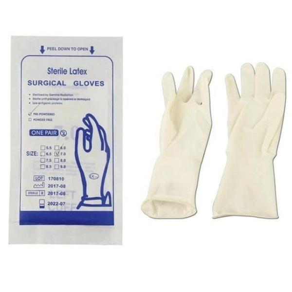 Guantes Desechables Quirúrgicos de Examen 7.5 Guantes Estériles de Látex de Grado Médico Sin Polvo para Mayor Protección