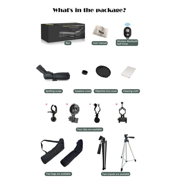 Черный объем объектива 20-60x60 ED астрономический с держателем треноги и окна