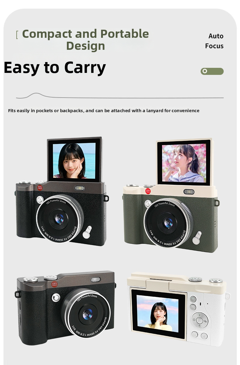 DLC  Digital Camera 64MP 4K Video Camera with 180° Flip Screen 16X Zoom WiFi Vlogging Camera for Students Beginners