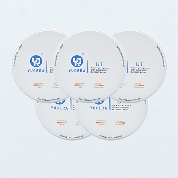 Precio de fábrica Yucera Disco cerámico blanco ST super translúcido dental de 98 mm 95 mm para sistema CAD CAM, máquina de fresado de 5 ejes