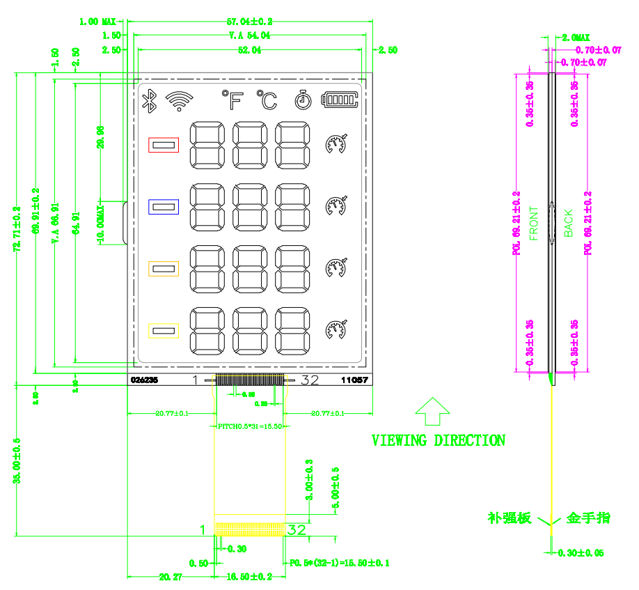 FPC Connection TN Segment LCD Black White VA Display For BBQ Thermometer Factory Supply