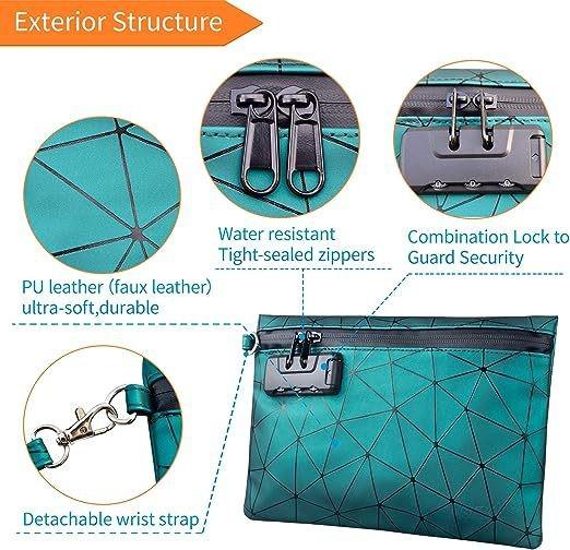 Smell Proof Bags with Combination Lock,Carbon Lined Odor Proof Pouch 10.2 x 7.2 inches Medicine Lock Bag Travel Storage