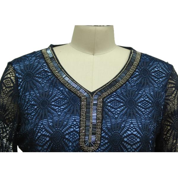 Sunflower ElastIc Lace Ladies Casual T Shirts With Anti Silver Beads Neckties