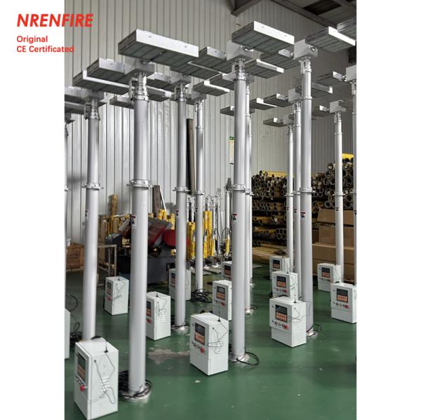 6m mobile pneumatic telescoping light mast tower for fire truck-pan tilt unit-remote control