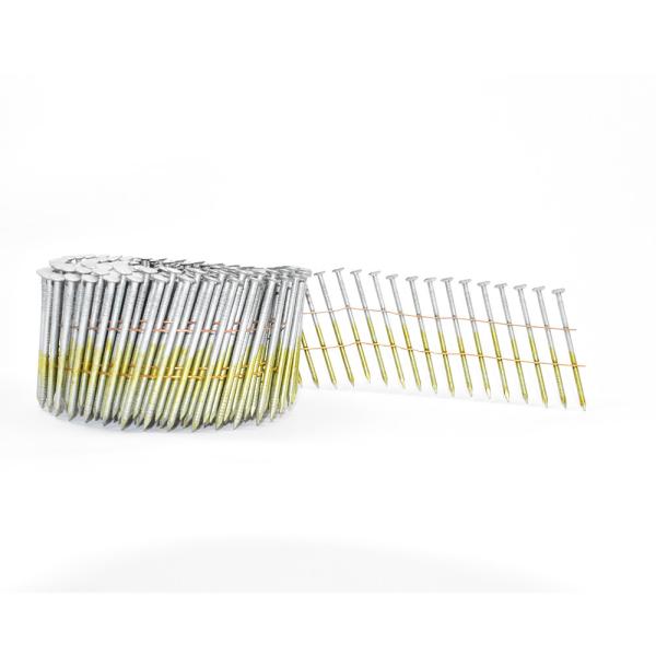Wire Collated Electric Galvanised Coil Nails For Construction Ring Shank  2''