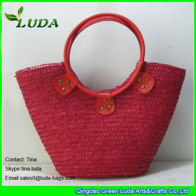 LUDA red handbag straw beach bag wheat straw resuable shopping bags