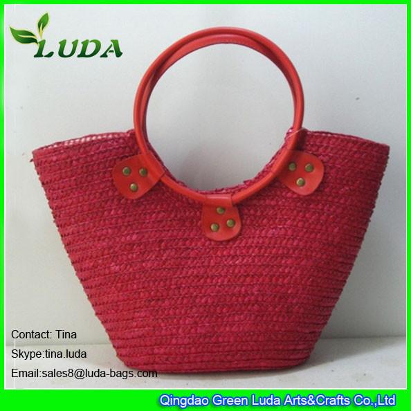 LUDA red handbag straw beach bag wheat straw resuable shopping bags