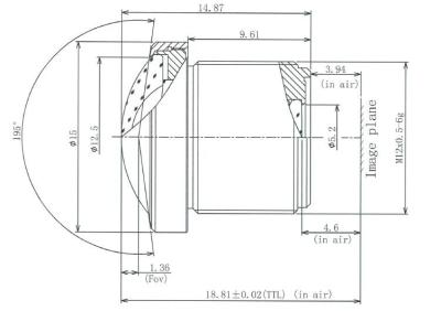 1/2.9 2.2mm 4Megapixel M12x0.5 Mount 195degree Fisheye Lens for OV4689, visual doorbell vehicle camera lens
