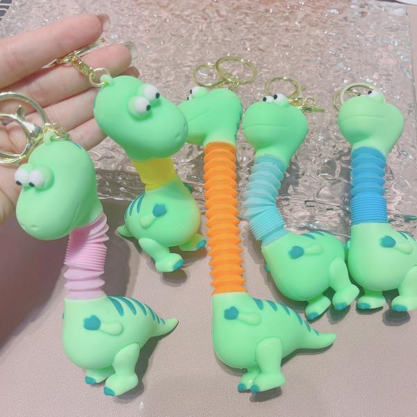 Presente de Ano Animal Desagradável Silicônico Pendente de Aço Inoxidável Chave de Chave com desenho animado