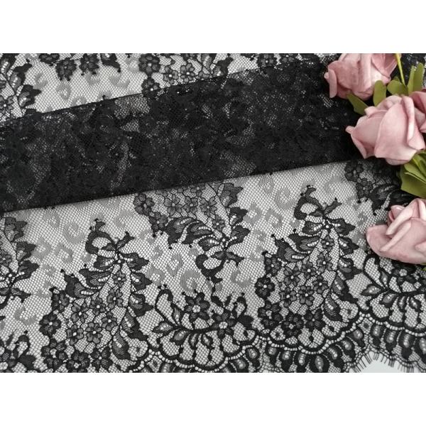 Ткань шнурка Тюль французского шнурка Пейсли черная облегченная