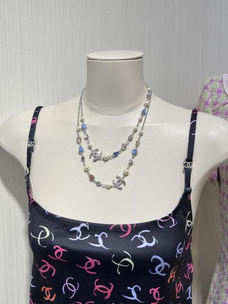 Blue Pink Heart Full Rhinestone Luxury Silver Necklace Luxury Jewelry Necklace