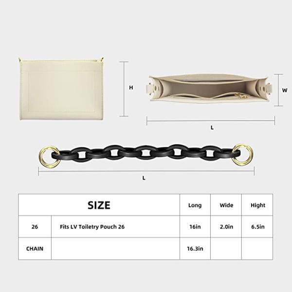 LV Toilet Pouch 26 Ladies Wallet Purse With Black Chain Gold Buckle