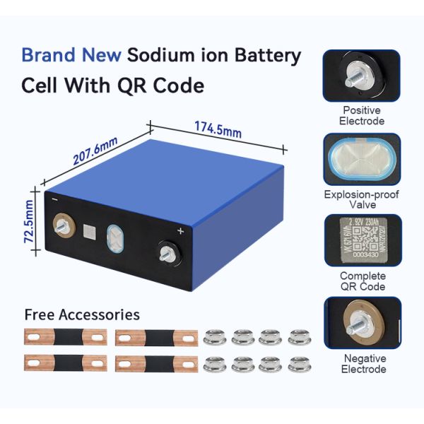 High Quality Sodium Ion Battery Prismatic Cell 3.1V 230Ah SIB Battery for Energy Storage System