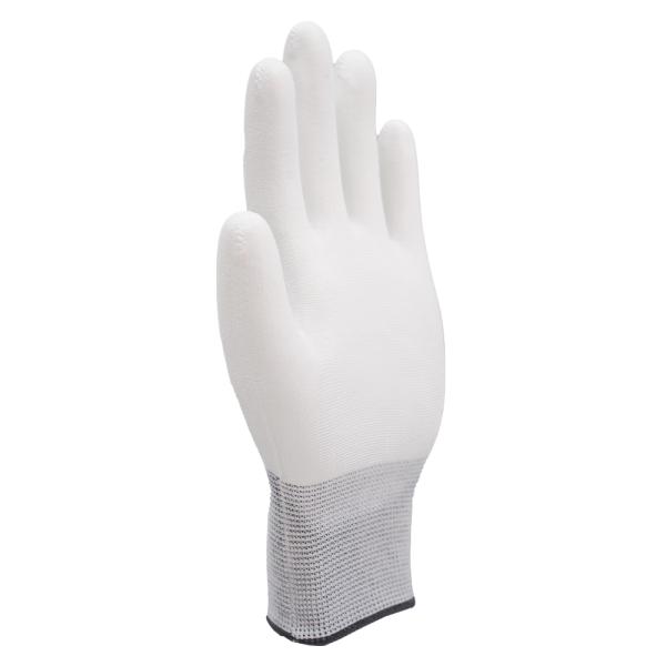 General Purpose 13 Gauge White Polyester Gloves With PU Palm Coating Size L High Comfort Level Long-lasting Durability