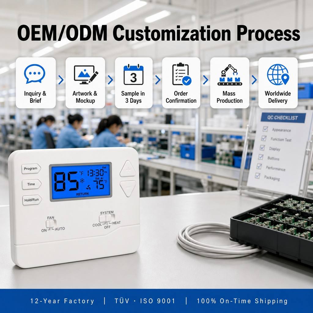 Riseem Programmable Electronic Room Thermostat for COOL System Operation in HVAC Efficiency and Management Control System