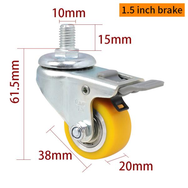 Aluminum Mini Caster Wheels , Small Metal Caster Wheels 1.5 Inch