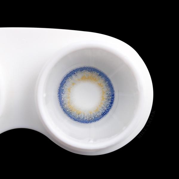 ODM Natural Looking colored 3Tone Blue Eye Contact Lenses Non Prescription Yearly