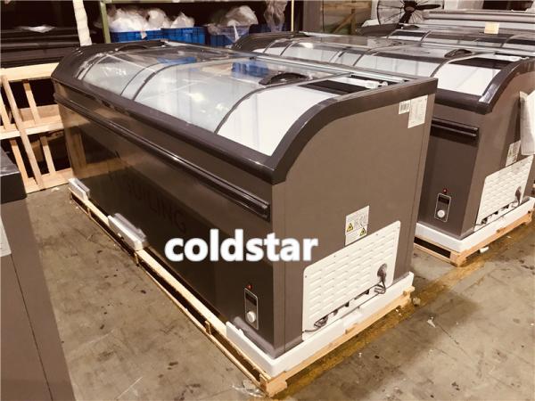 Commercial Big Capacity Curved Glass Door Chest Freezer