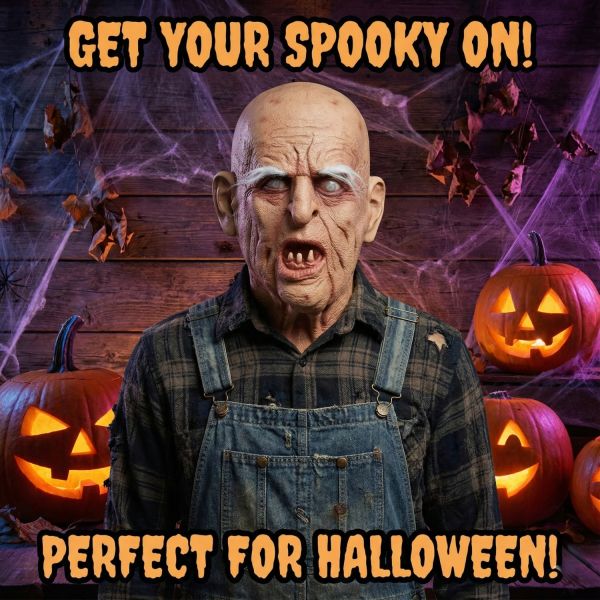 Hyper-Realistic Old Man Zombie Latex Mask - Premium Quality Latex Halloween Mask One Size Fits Most