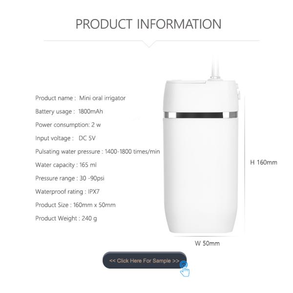 Мини портативная устная вода Flosser заботы 165ml электрическая для зубов