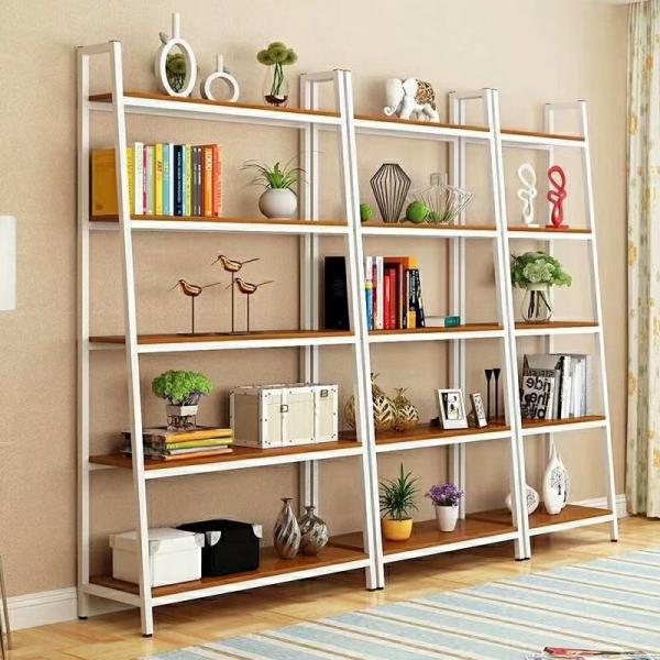 Double-Sided Steel-Wood Bookshelf for Library/Book Shelf/Office Furniture/Booksh Shelf for Clothing/Shoes/Jewelry/Watch