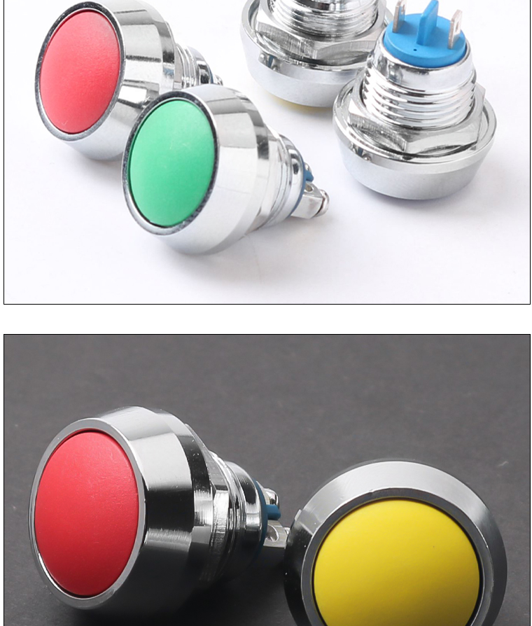 12MM Metal Push Button Switch Ball Head Momentary 1NO Colorful Switch Screw Welding Foot Self-recovery Terminal IP65 220V