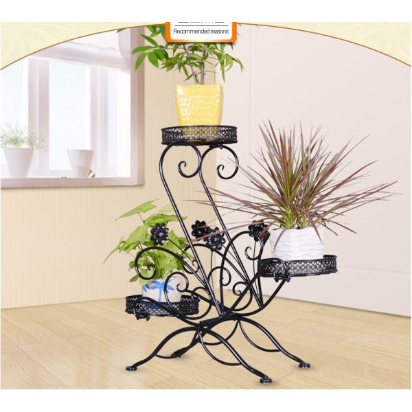 Anti Rust Wrought Iron 2.2KG 3 Tier Flower Pot Stand