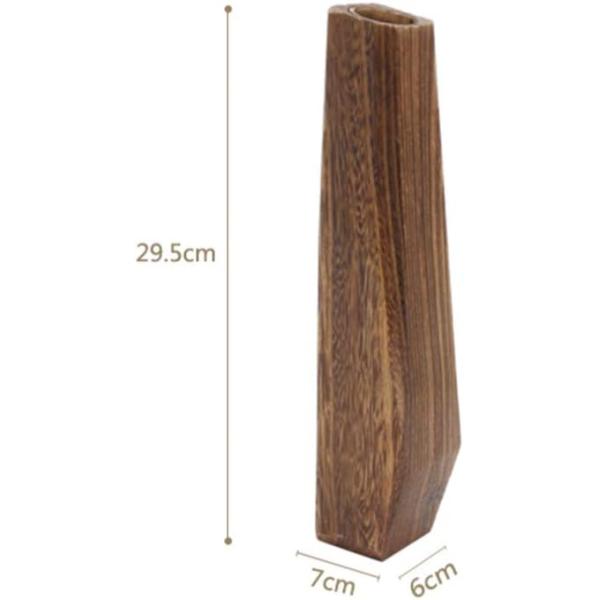 Indoor Decorations Wooden Vase with Handmade Design and Pure Color Glass Holder