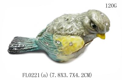 Bird jeweled trinket box enamel rhinestone bird jewelry box container bird figurine