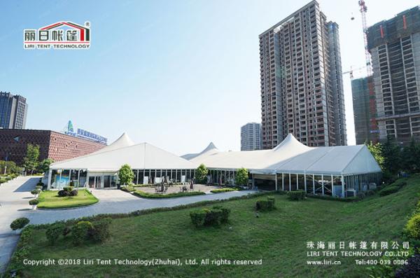 30m Span Width High Peak Tent With Glass Walls For Auto Show / Celebration