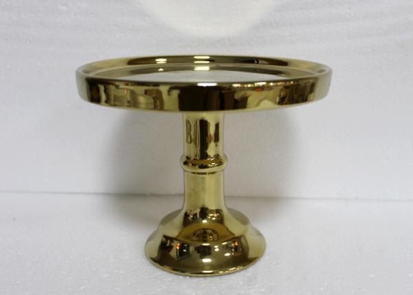 Gold Plated Ceramic Cake Stand  Round Chrome With Plates Dolomite Material