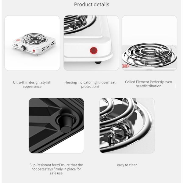 OEM Portable Single Burner Electric Stove 1000W Spiral Coil Hotplate Mini 220v Iron Heating Solid Household Kitchen Use