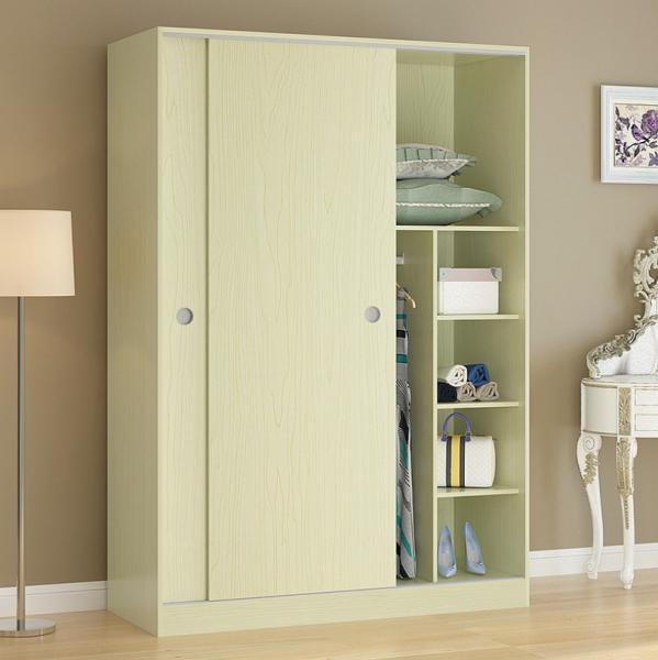 Antique Style Sliding Door Wardrobe / Colored Solid Wood Wardrobe Closet