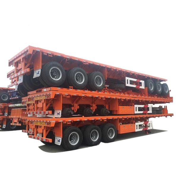 40 Feets Double - Function Flatbed Trailer Tansporting Containers semi truck flatbed trailer