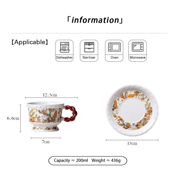 Flower Design Ceramic Mug Cup In Gift Box And Saucer For Teachers Day Christian Gifts