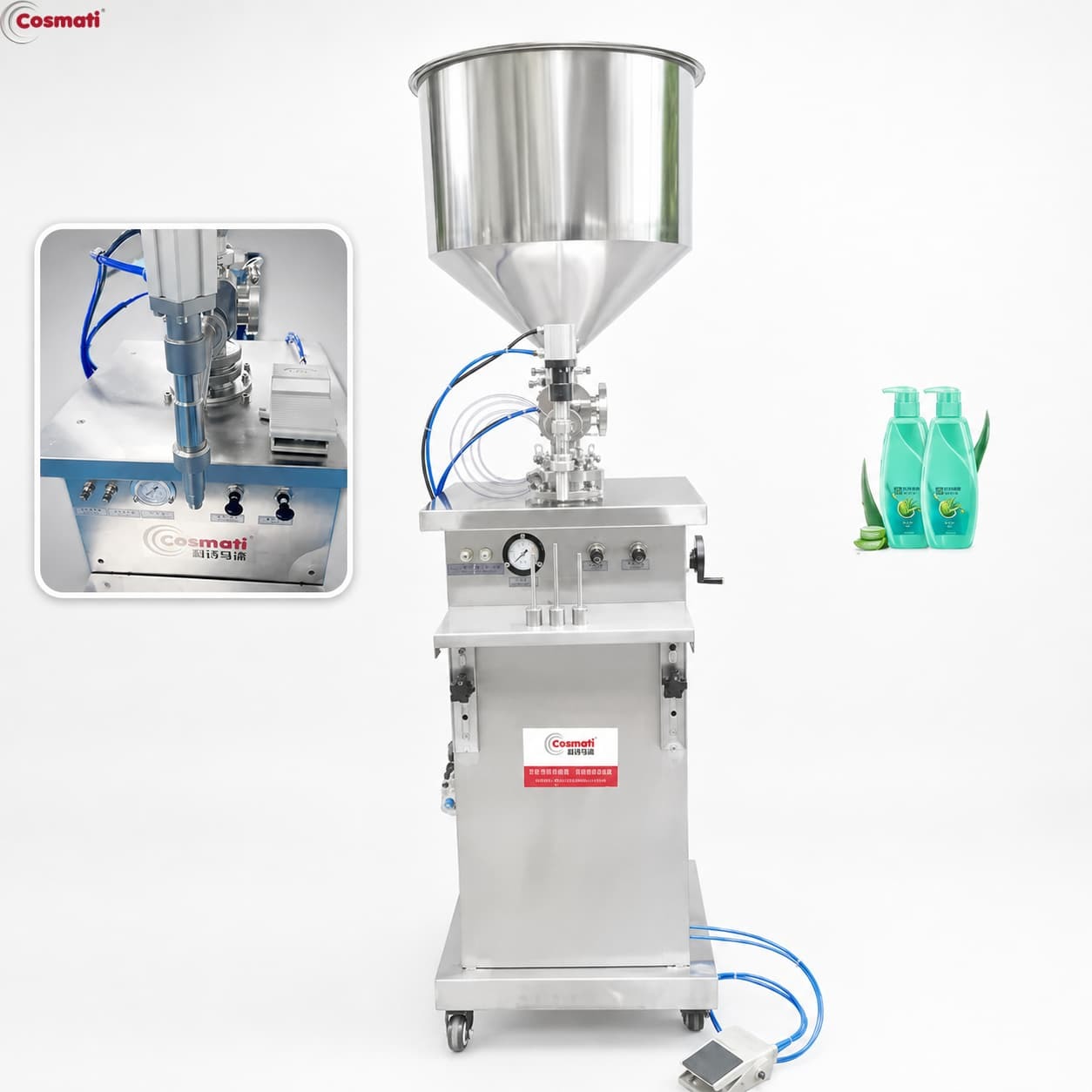Pneumatic Filling Machine for High Viscosity Cosmetic Paste Gel Lotion Shampoo