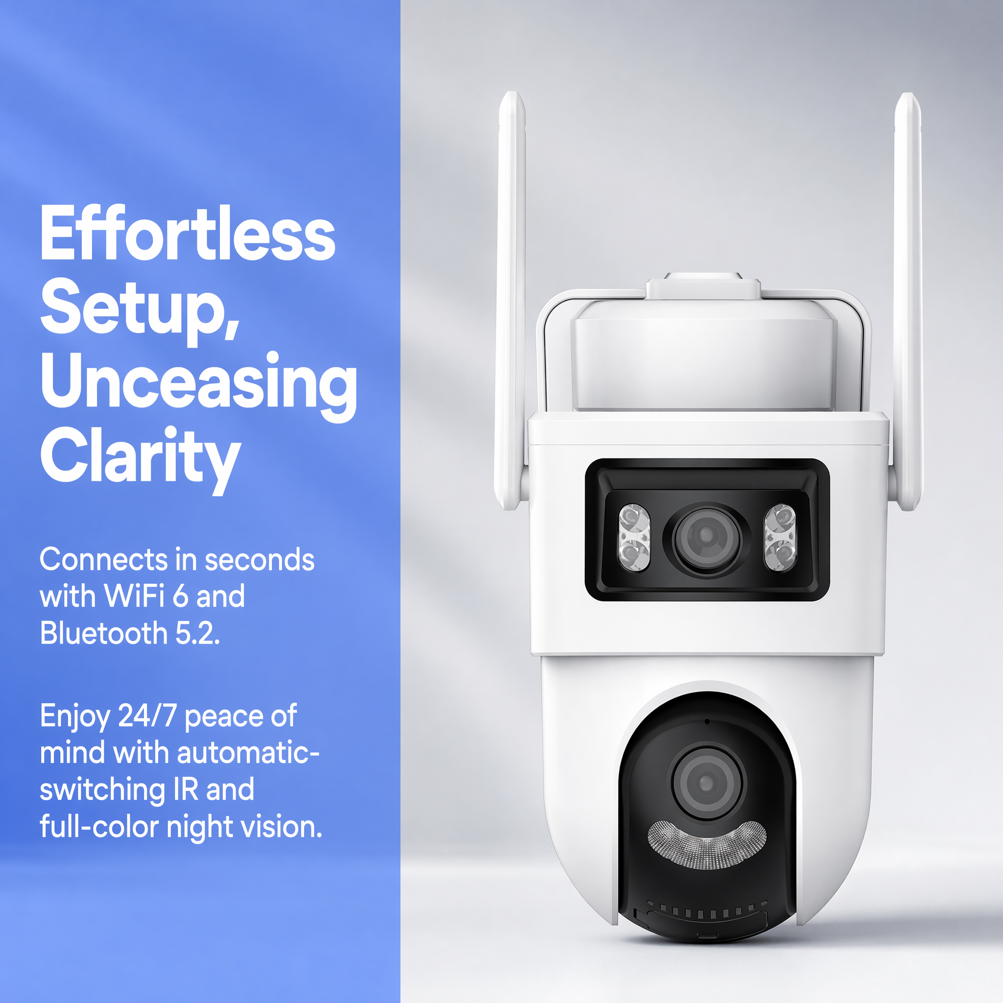 AI Smart 3MP PTZ WiFi Security Camera, Wide Angle Surveillance Camera with Night Vision, Two-Way Audio, AI Human Auto-Tracking, Motion Alert, Weatherproof Outdoor Home Security Camera