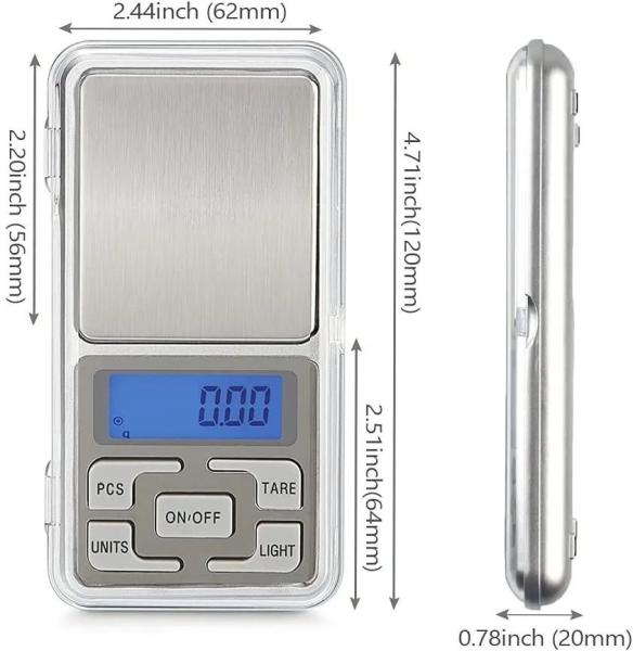 Balance numérique de poche Mini balance numérique pour peser les bijoux 500g 0.01g Taille du produit 128*75*19mm 2 piles AAA