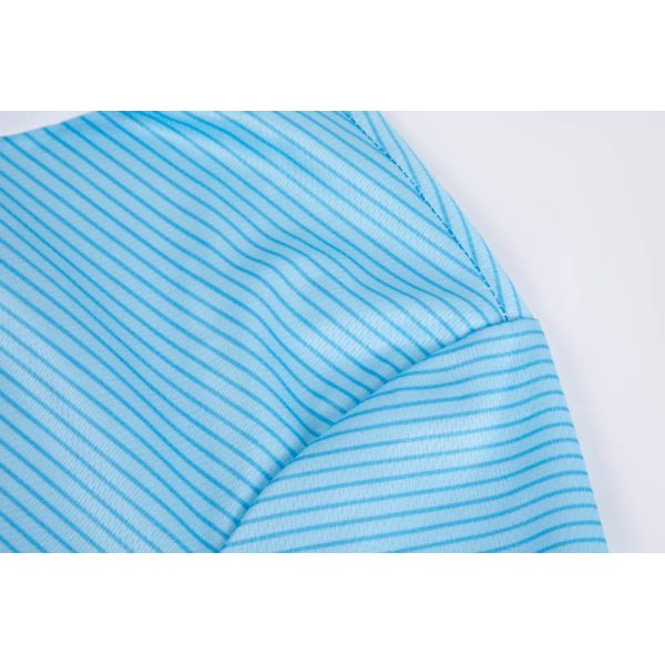Unisex Sky Blue Micro-Stripe Half-Zip Polo Shirt with Breathable Fabric and Contrast Collar