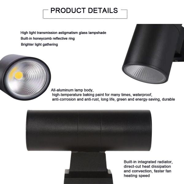 Outdoor Wall Mounted LED Lamps AC85V-220V 5W*2 COB Aluminum Black