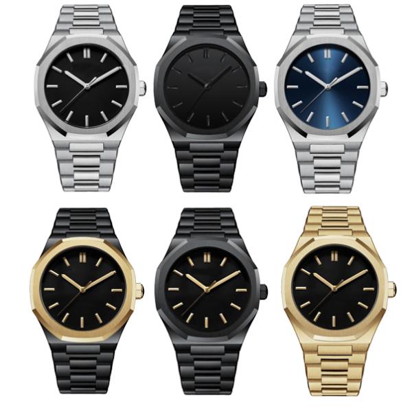 PVD Plated Gold Mens Quartz Stainless Steel Watch 5atm Water Resistant